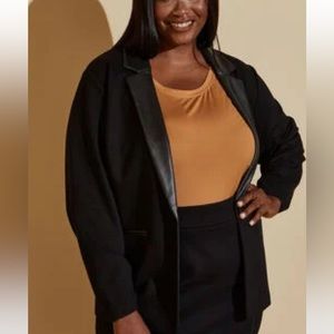 Ashley Stewart Faux leather trimmed Jacket onlyStretch) NWT